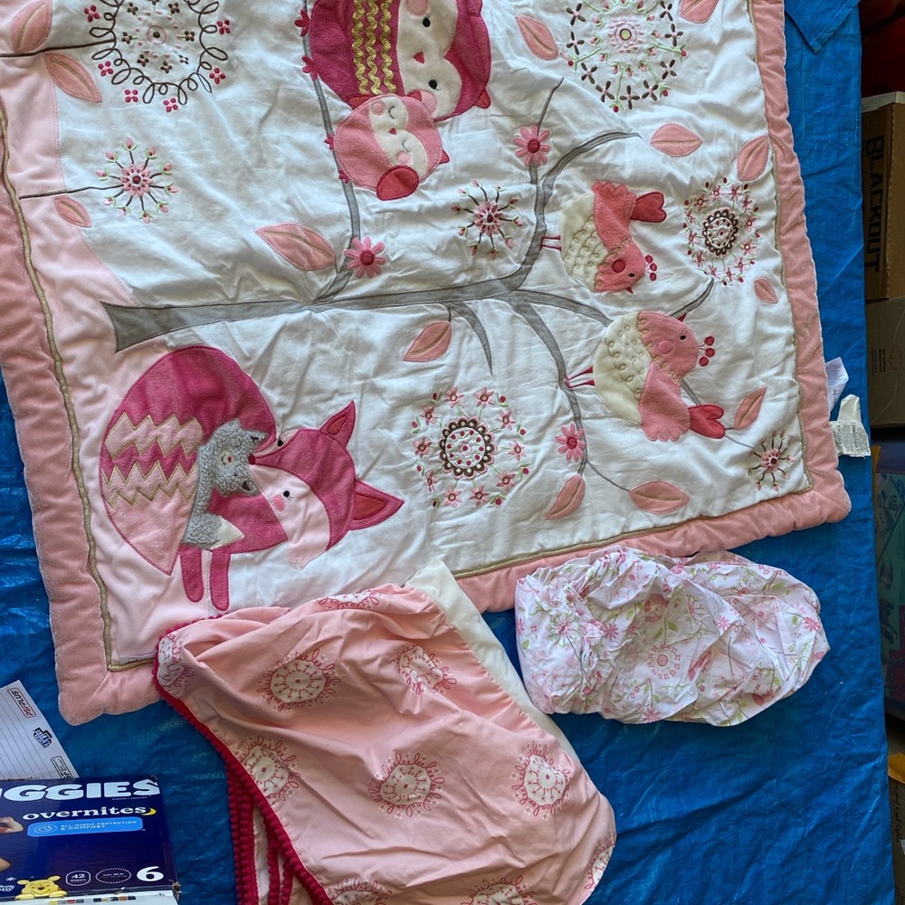 Baby infant comforter set sheet and sham and mobile included